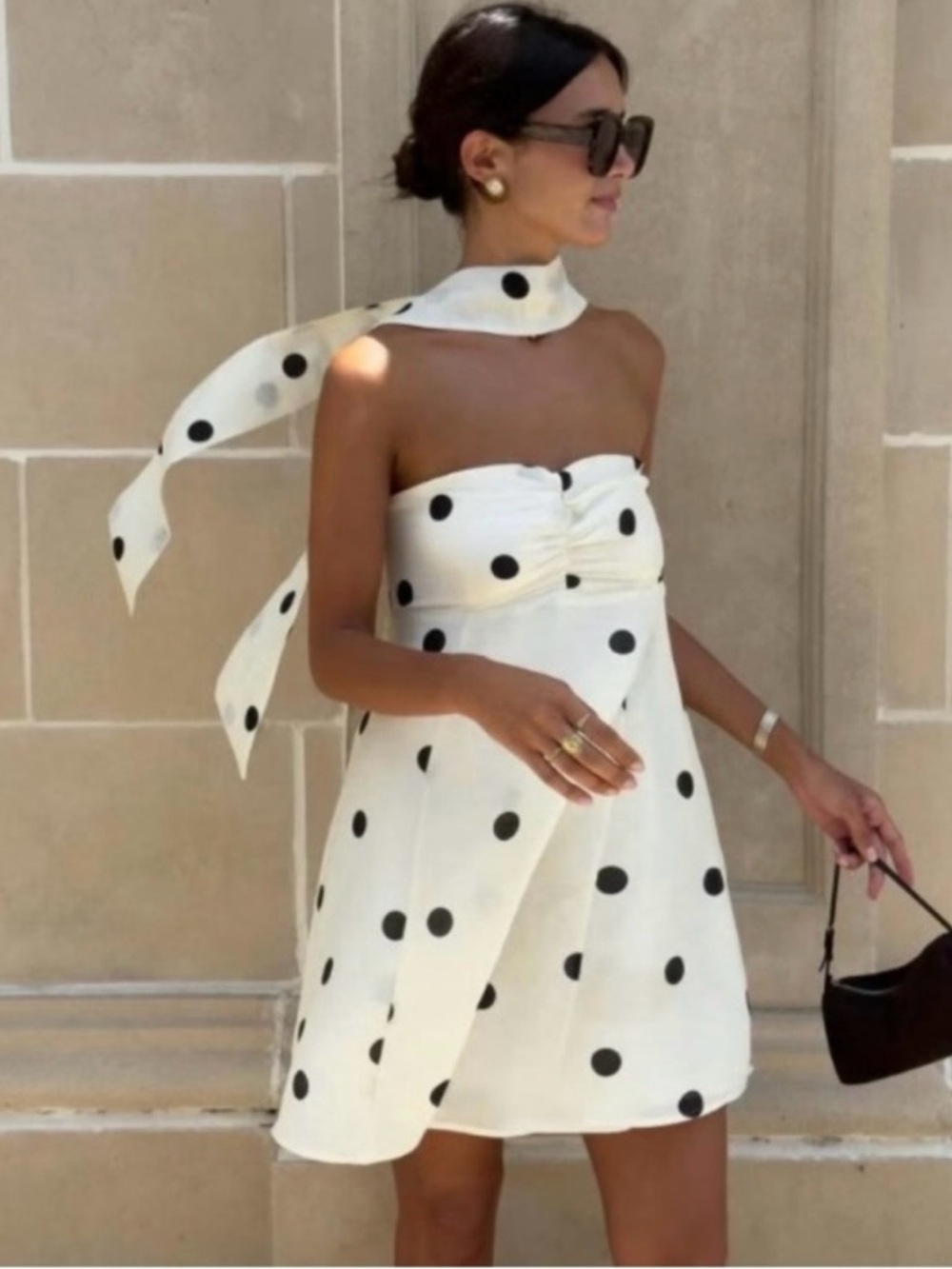 Sezane Editions Rosabella polka dot swing mini dress